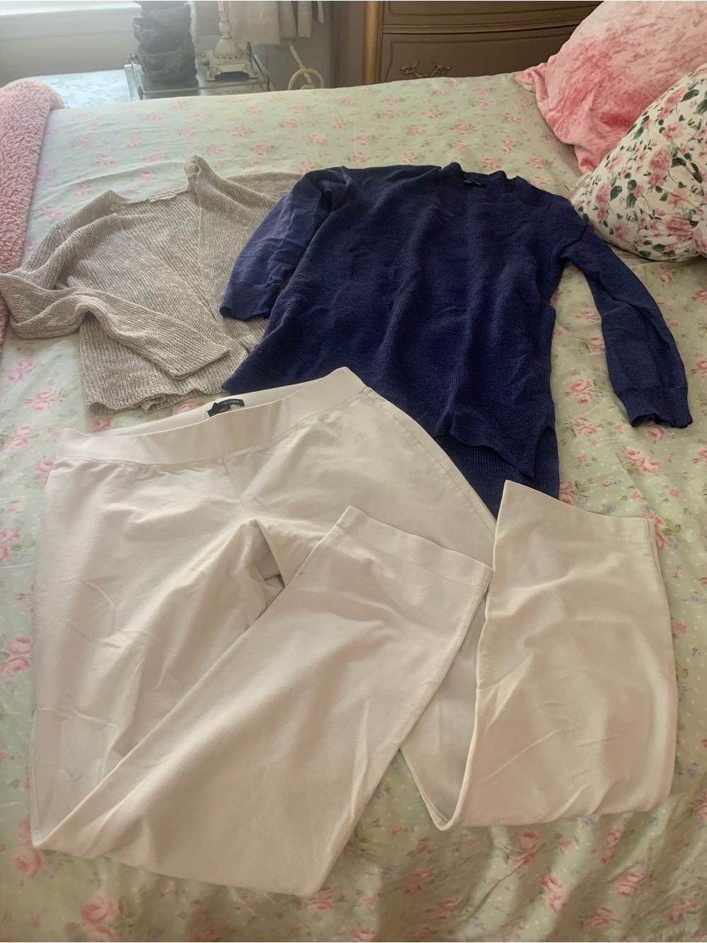 Eileen Fisher … Two sweaters, extra small and small and one pair of pants